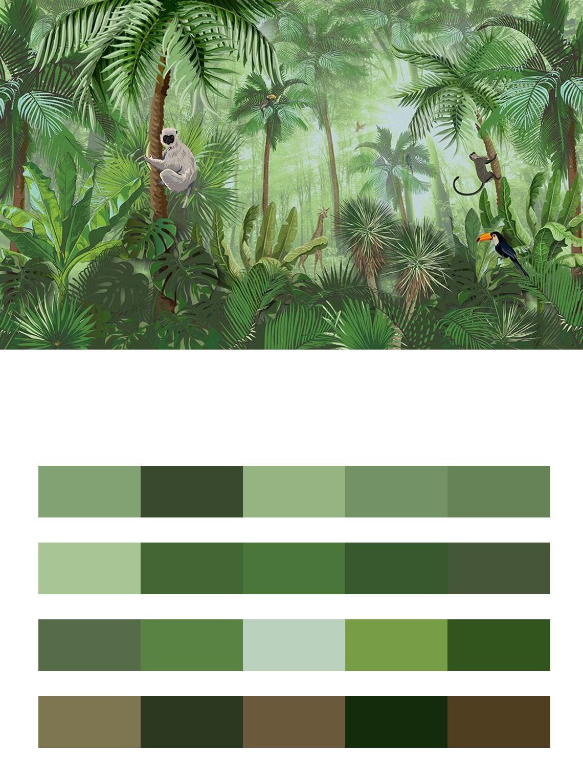 Тропический лес в детскую цвета